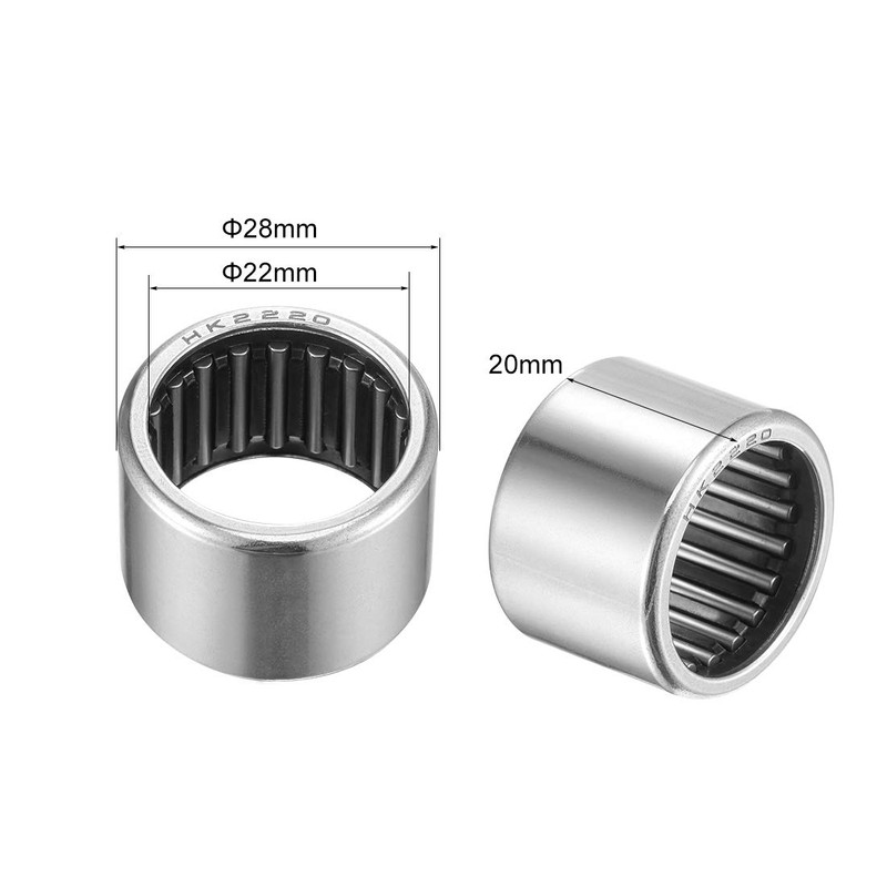 sourcing map HK2220 Needle Roller Bearings 22mm Bore 28mm OD