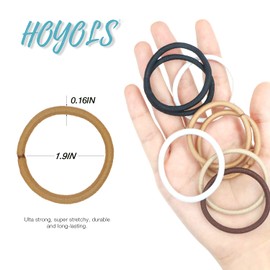 HOYOLS No Metal Hair Bands for Women's Hair, Ponytail Holders, No Snag Braided Hair Elastic Thick Tie for Girl Women Thick Hair 50 Count 1/8 Inch (Beeline Honey)