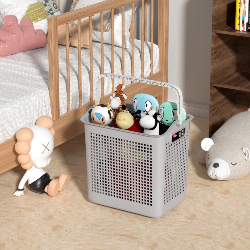Taysisiter 35 L Plastic Laundry Hamper with Handle, Plastic Dirty