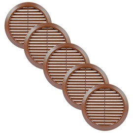 Vent Systems 6" Inch - Pack of 5 - Plastic Brown Soffit Vent Cover - Round Air Vent Louver Grill with Mesh Screen - Duct Pipe Cover for Wall/Ceiling - Register HVAC Vent for Bathroom, Home, Garage