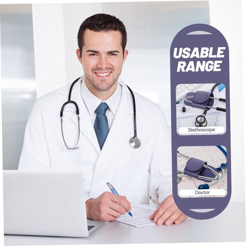 Baluue Stethoscope Holder Clip Pu Leather Stethoscope Protector for and