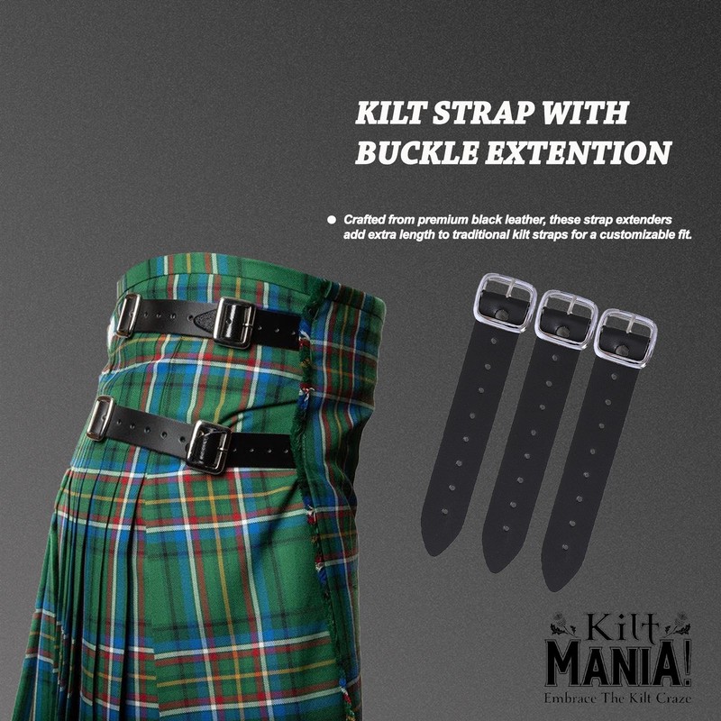 Mens Kilt Leather Straps Extender with Buckles, 1.25 Inch Wide