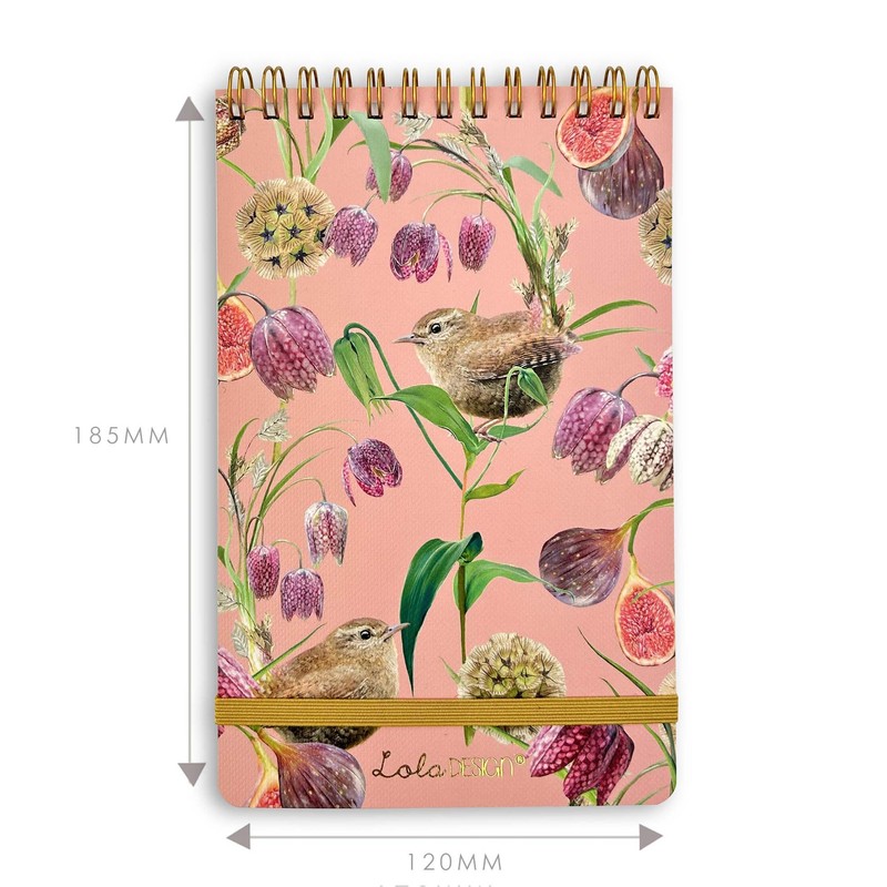 Lola Design - Top Spiral Notepad with Elastic Closure, Wren