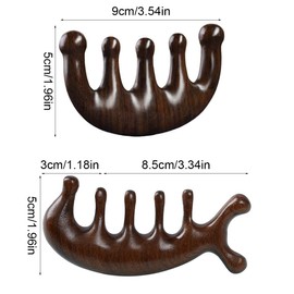 Tomedeks Pack of 2 Wooden Combs, Hair Massage, Multi-Purpose Scalp Gua Sha Comb, Wooden Hair Comb, Green Sandalwood Massage Comb Made of Wood, for Men and Women, Head Care, Hair Massager Scalp (2