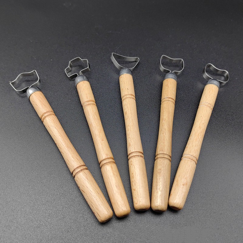 5-Piece Pottery Handle Making Tool Set with Wood Handles