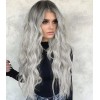 Darklove Peluca Larga De Mujer Color Gris Degradado Pelo Ola