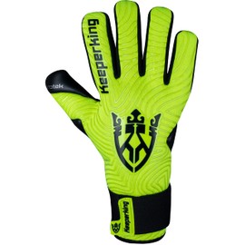 Keeperking Goalkeeper Gloves for Adults, Juniors, Men's, Unisex Football Gloves, Inner Seam, Professional Grip, 4 mm, Firm Fit, 11, Neon, Black, Negative Cut