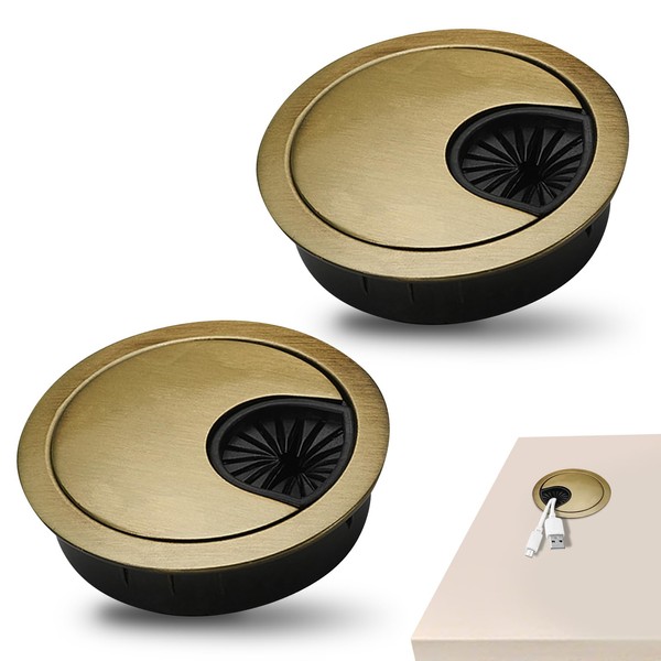 Desk Cable Grommet 2 Pcs 53mm Zinc Alloy Desk Grommet