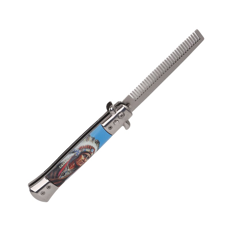 Men Spring Comb Pocket Size Stainless Steel Teeth Foldable Brush