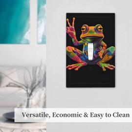 Buyidec Peace Frog 1 Gang Single Toggle Outlet Light Switch Wall Plate Cover Decorative Electrical Face Receptacle Cover Plate with Screws