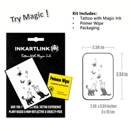 INKARTLINK Semi Permanent Tattoos, realistic cat tattoos, temporary tattoos, adult art designs, party favors, waterproof, no adhesive, no reflective, lasts 1-2 weeks (Cat Catching Butterfly)