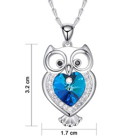 Mayfer | Collar para mujer con dije colgante de búho decorado con cristales austriacos - Color Azul