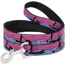 Dog Leash Sup Dog Pink Blues Black 4 Feet Long 0.5 Inch Wide