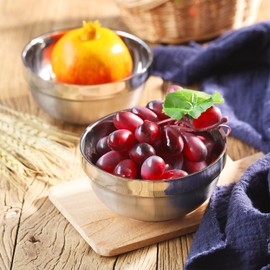 6 Pack 304 Stainless Steel Bowls for Kids and Adults, 13 oz Double-walled Insulated Snack and Cereal Bowl, Durable Metal Kitchen Bowl for Soup, Salad, Breakfast, Lunch, Dinner, Silver, Dishwasher Safe