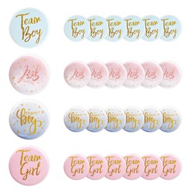 0XBIT Gender Reveal Button, Pack of 28 Team Boy and Team Girl Pin Badges, Gender Reveal Button Pins, Gender Reveal Pin, for Baby Shower Party Decoration Accessories (Blue and Pink), Plastic