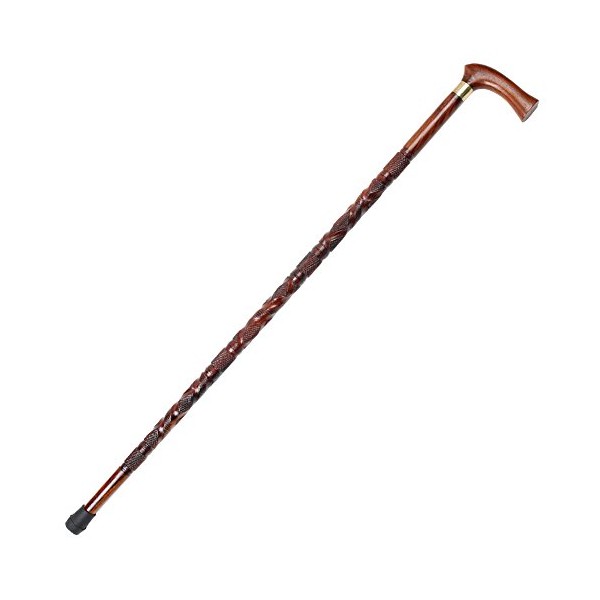 Sheesham Wood Walking Cane | Art Deco Styled Hand Carved Mobility Assistance Cane