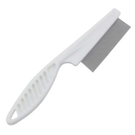 Pet Grooming Comb, Ergonomic Handle Design, Fine Metal Teeth, White