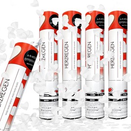 dellyy Confetti Cannon x 4, Wedding Confetti Cannon, Biodegradable, Party Popper, Confetti Cannon XXL for Indoor and Outdoor Use (White Love Heart)