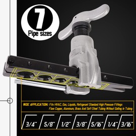 Eccentric Flaring Tool Kit 7 Dies Flare Bar, Sizes (3/16-3/4 inches) 45 Degree Angle Eccentric Cone Type Flare Tool Set for Brake Line HVAC System Refrigeration Copper Soft Metal