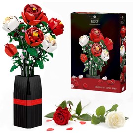 GaoDeBuChou Flowers Bouquet Building Set,818 Big PCS for Kids,Women,Girls and Boys,Roses Toy Building Set with Vase