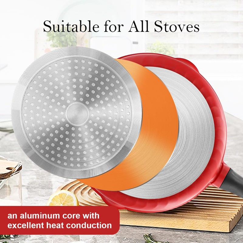 Bobikuke 11 Inch Nonstick Frying Pan Skillet with Steamer, 4.5