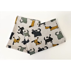 A Pair of Linen Cotton Tea Towels Kitchen Towels Doggies (pack of 2 towels)