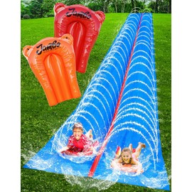 Slip n Slide, 20ft x 6ft Lawn Water Slides for Teenagers and Adults, Summer Slip Waterslides Water Toy with Build in Sprinkler for Backyard Outside Water Fun for Kids Ages 8-12（18 Stakes, Blue）