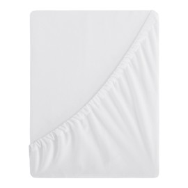 Aisbo Double Fitted Sheet White - Extra Deep Pocket Bed Sheet 16 inch 40 cm - Microfiber Bottom Sheet, 135x190cm