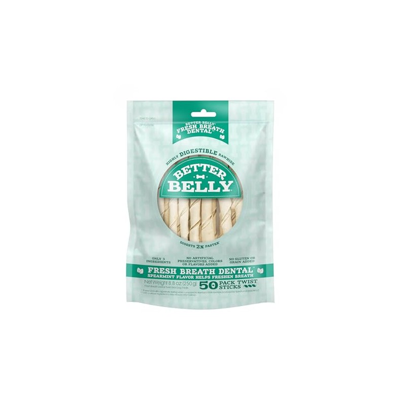 Better Belly Fresh Breath Dental Twist Sticks, 50 Count, Highly