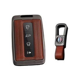 ontto Alloy Car Key fob Cover Fit for Great Wall GWM WEY TANK 300 500 Tank300 Tank500 Smart Leather Key case keyring Key Shell holder bag keychain protector Accessories 4 buttons Black-brown
