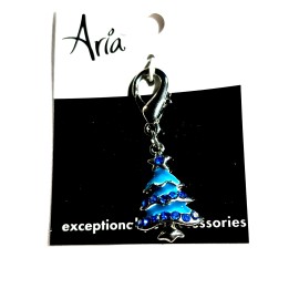Aria Dog or Cat Collar Charm by Aria Holiday Jeweled Christmas Tree Charm Blue