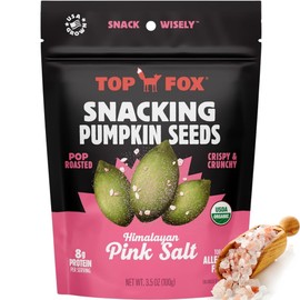 Top Fox Snacks Pumpkin Seeds to Eat (Himalayan Pink Salt, 5.5 oz – 2 Pack) - Gluten Free Snacks, Protein Snacks, Keto Friendly Snacks, Allergen Free Snacks, Paleo & Vegan - Organic Pop-Roasted