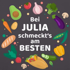 Geschenk mit Namen personalisiert by Shirtracer - Apron - Cooking Apron - "Bei Name schmeckts am besten - Veggie Vegetarian Gift Idea Chefs Hobby Chefs, 6 anthracite