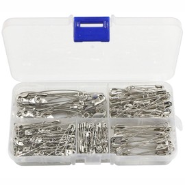 BEANPRECOY 250 Pieces Generic Safety Pins: Small & Large Pins, Durable Rust Resistant, 5 Sizes 19mm-54mm (Silver)