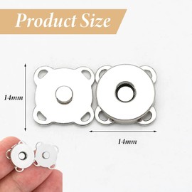 Pack of 12 magnetic closure bags, 14 mm magnetic buttons for sewing, silver plum shaped magnetic buttons, durability magnetic buttons, for DIY sewing crafts, bags sewing craft clothing