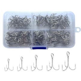 HOUSON 120 PCS fishing hooks, treble hooks, fishing hooks, treble hooks, carbon steel for sea fish, with barbs, size 2#, 4#, 6#, 8#, 10#