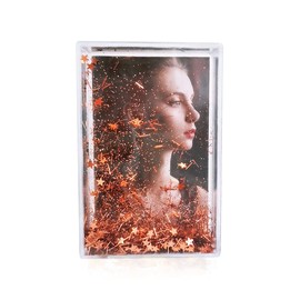 SH.DREAM Glitter Picture Frames, Snow Globe Floating Sparkle Clear Plastic Photo Frame, Tabletop Photo Decoration, Christmas Valentines Gifts for Best Friends Girls Boys (Copper,2*3inch)