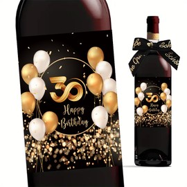 40th Birthday Bottle Label with Bow Black Gold Lacquer Finished 10 x 12.7 cm Happy Birthday 40 - Birthday Decoration Birthday Gift Gifts for Women Men
