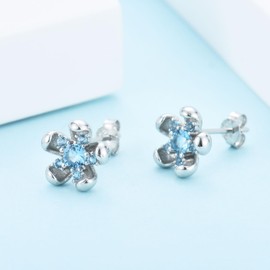 Small Flower Stud Earrings 925 Silver Earrings for Women Girls Hypoallergenic Small Flower Earrings with 5A + Zirconia Helix Cartilage Tragus Earrings Silver Gifts (10 mm), White Gold