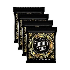 4 PACK Ernie Ball Aluminum Bronze Acoustic Guitar Strings Light