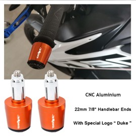 Universal Duke Handlebar Ends 22mm 7/8" - 2Pcs Moto Grips Ends for Duke 125 200 390 690 790 890 1190 1290/Adventure (Orange)