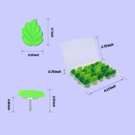 Sohalejr 30 Pcs Leaf Push Pins Decorative Thumb Tacks in Green Cute Office Decor for Cork Board Bulletin Board, Photos Wall Maps and Other Offices Schools Supplies Christmas Decoration