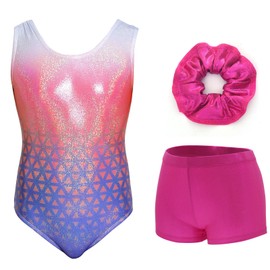 Aosva Gymnastics Leotards for Teen Girls Sparkle One-piece Colorful Rainbow Dancing Athletic Leotards 13-14Years