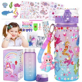 Decorate Your Own Water Bottle for Gifts for Girls - diy friendship bracelet,Christmas/Easter/Birthday Gift Ideas, Fun DIY Activity Crafts for Kids, Great Gift for Little Girl((Purple Mermaid)