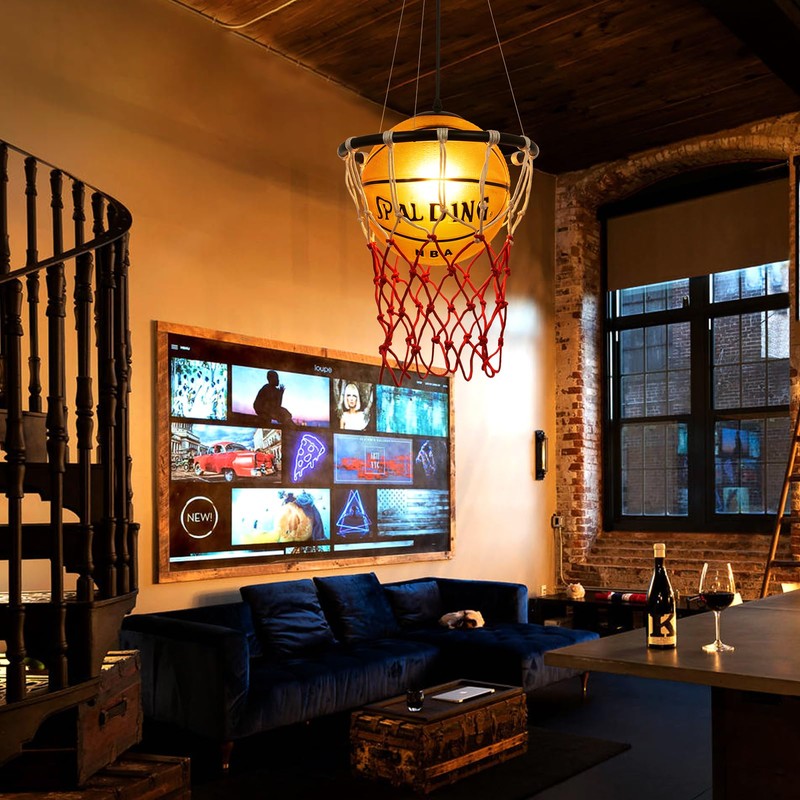 LDDBEN Retro Basketball Chandelier Creative Ball Lamp Pendant Light Sports