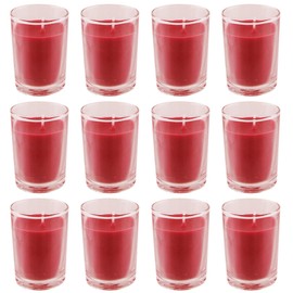 Mega Candles 12 pcs Unscented Red Glass Container Candle, Votive Candles 12 Hours 2 Inch x 2.5 Inch, Home Décor, Wedding Receptions, Baby Showers, Birthdays, Celebrations, Party Favors & More