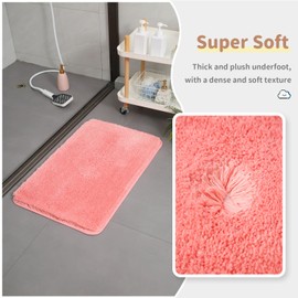 HOUSERAN Badezimmerteppich 50x80cm, Badematte rutschfest, Weiche Mikrofaser Badvorleger Waschbar mit Wasserabsorbierenden, Badematte Hochflor für Badezimmer, Dusche und Badewanne, Rosa