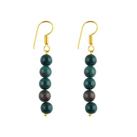 TGH Natural Bloodstone Beads Crystal Earring, Gemstone Round Beads, Energy Healing Crystals, Birthday, Christmas Gift, Gift for Her, Jewelry AA+ (Bloodstone)