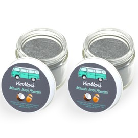 Vanman’s - Miracle Tooth Cleaning Powder Toothpaste (2 Pack) - Fluoride-Free Whitening Tooth Powder with Coconut Charcoal & Eggshell - Remineralizing Toothpaste - 2.2 Ounce