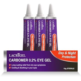 3X Lacrigel CARBOMER 0.2% - Eye Gel for Dry, Tired, and Red Eyes - Soothes Irritation, Reduces Soreness - 24x7 Day and Night Protection - Safe and Premium Formulation - Sterile Pack of 10g (Pack 3)